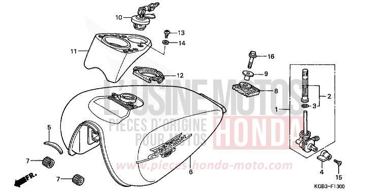 RESERVOIR A CARBURANT de Shadow VT125C FUTURE GRAY METALLIC (NH398) de 1999
